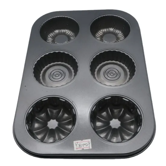 Food Grade Carbon Steel 6-Cup Cake Molds with 3 Designs - Baking Pans & Sheets