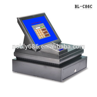 Colorful All In One touch screen POS cash register with printer,cash box and software