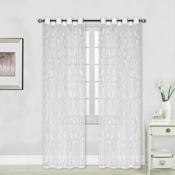 Knitted Floral Cream Lace Semi Sheer Curtains for Bedroom & Living Room