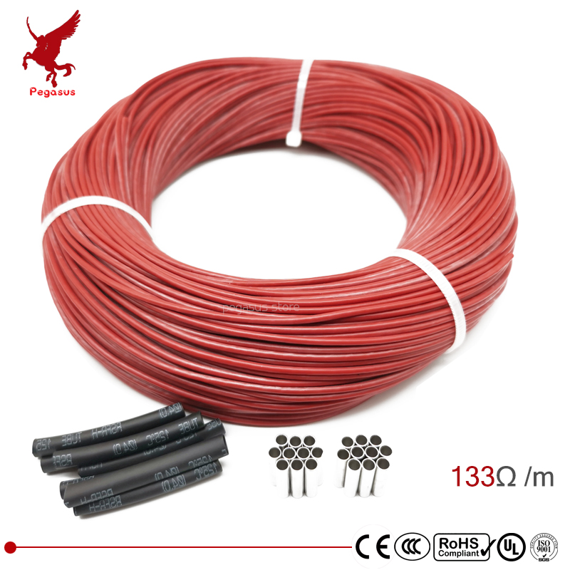 3k 133ohm silicone rubber carbon fiber heating cable 5V-220V floor heating low cost high quality infrared heating wire