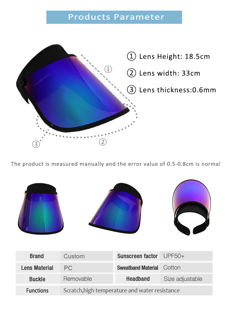 Rainbow Face Shield Uv Protection Sun Visor Hat Supplier Wholesale