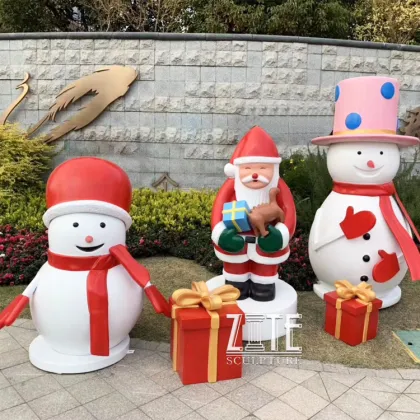 Custom outdoor resin gift sculpture fiberglass christmas decorations statue