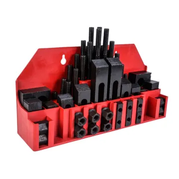 58-Piece CNC Clamping Kit with Metal Holder in Red Box: Comprehensive Tool Accessories Set