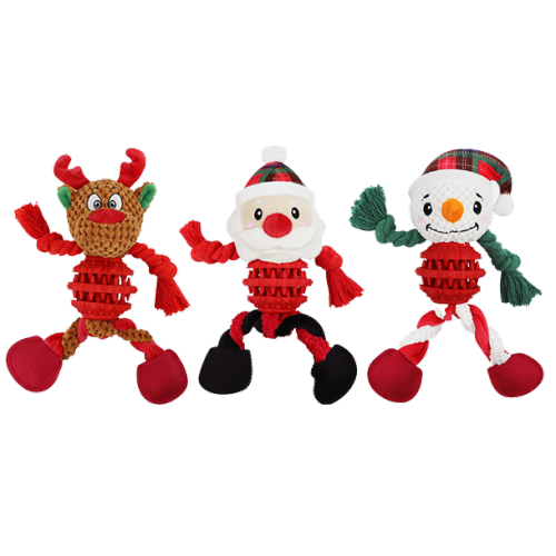 Chó Đồ chơi Giáng sinh với Squeaky, Santa Reindeer và Snowman, Puppy Deluel Dog nhai đồ chơi cứng cho chó nhỏ cho chó nhỏ