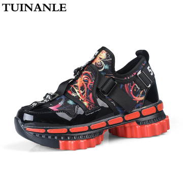 TUINANLE Platform Sneakers Women Gold 2021 Men Chunky Sneakers Fashion Shoes Black Wedge Men Breathable Running Colorful Sneaker