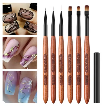 12pcs New Style Nail Pen Brush Set: Gourd Pen, Sandalwood Pole, Pull Line Drawing Nail Gel Pen Brushes