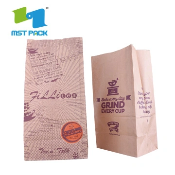 Kraft Paper Bags Block Bottom Brown & White Recyclable Food Safe Strong 