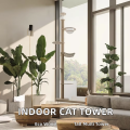 AIBIKE Eco-Friendly Sisal & Wood Cat Tree with 4-Level Tower Climbing Replaceable Surface Indoor Use Modern Design Play Toys