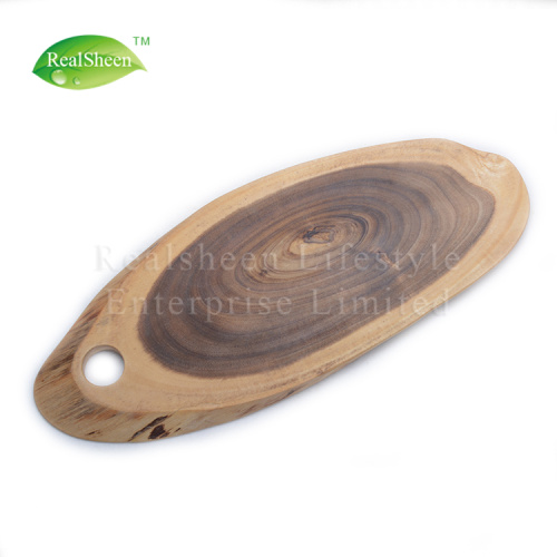 Tabla de cortar de madera de acacia de rebanada de árbol natural