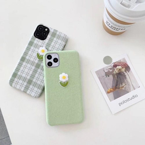 Fashion 3D Flower Relief Embroidery Cloth Phone Cases