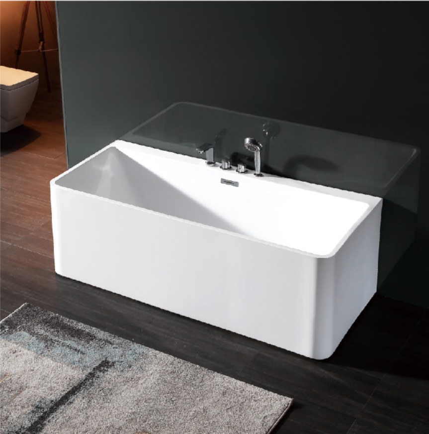 Rectangular Freestanding Bathtub in White