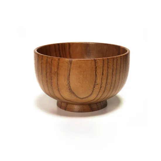 Hot Selling Wholesale: Japanese-Thickened Large Noodle & Fruit Soup Wooden Bowls
