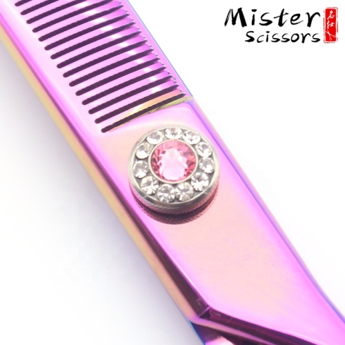 China Pink Titanium Professional Pet Dog Grooming Curved Thinning Scissors Supplier