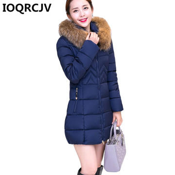 Winter Down Cotton Jackets Women's Hooded Coat 2019 New Fur Collar Long Jacket Female Slim Parkas Cotton Padded Coat 4XL 5XL 615