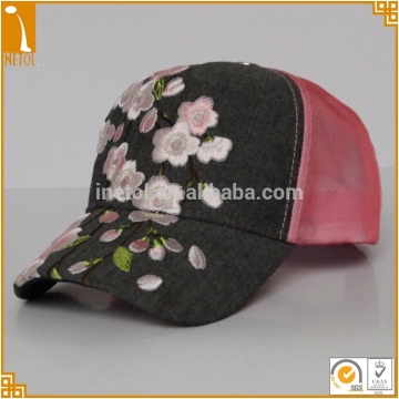 Chinese Culture plum blossom Embroidery 5 panel mesh trucker caps