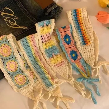 Colorful Ethnic Style Triangular Headscarf and Knitted Woven Headbands for Women