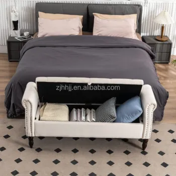 Top Selling European Style Upholstered End of Bed Storage Bench and Ottoman - Affordable Modern Design
