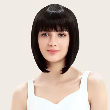 Wholesale wigs with no Lace straight Bob hair for woman machine made Synthetic short fiber wig girl hair cheap synthetic wigs