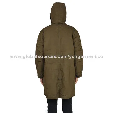 Winter 2014 cotton waxed hooded parka with double coulisse menNew