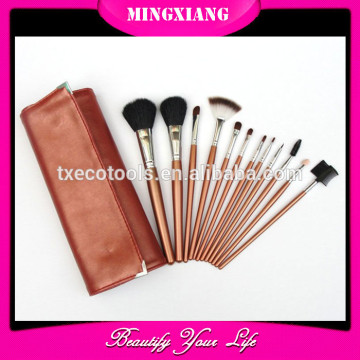12pcs Professional natural goat hair makeup pouch cosmetic brush set