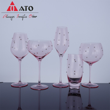 Pink white wine glass and red wine glass