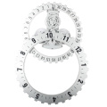 Big White Silver Gear Wanduhr für Büro