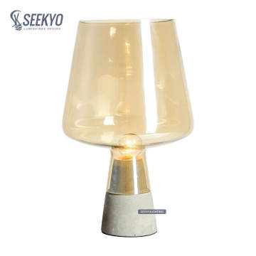 Wine glass shape cement base glass table lamp