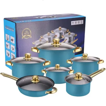 Blue 12 PCS Stainless Steel Multifunctional Cookware Set