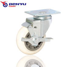 Nylon PP Flat-Plate Caster with Side Brake Castor