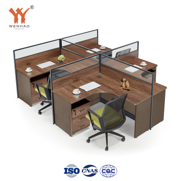Modern Style 4 Seat Office Table Workstation with Cubicle Partition by High Class Direct Manufacturer