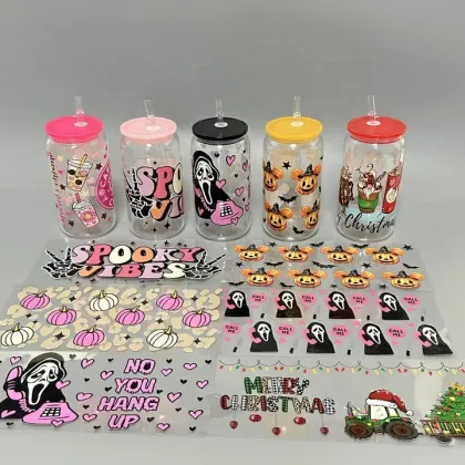 High Quality UV DTF Libbey Wrap Transfers for Glass Can Printing - 5000+ Designs Available