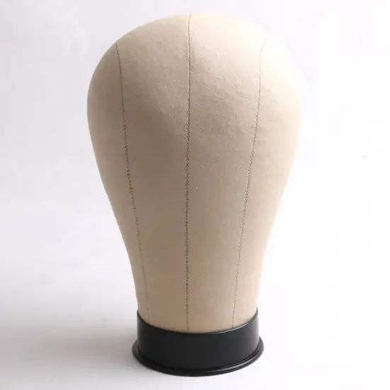 21"-25" Wig Display Styling Mannequin Head Block Head Beige Color Stand with Mount Hole Cork Inside Canvas for Displays