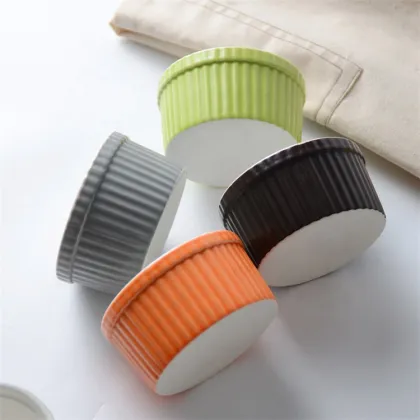 Nordic Pudding Mould Souffle Bowl Set - Nonstick White Ceramic Bakeware