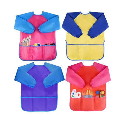 Kids Apron Long Sleeve Waterproof Child Art Apron