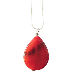 Natural Gemstone Agate Necklace with Silver Chain