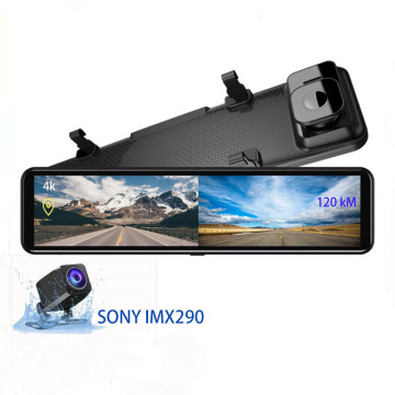 4K WiFi GPS 12 Inch Car Rearview Mirror Dash Cam: Front and Rear Video Recorder with Night Vision