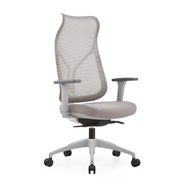 Modern Gray Mid-Back Office Chair with Empty Net Design