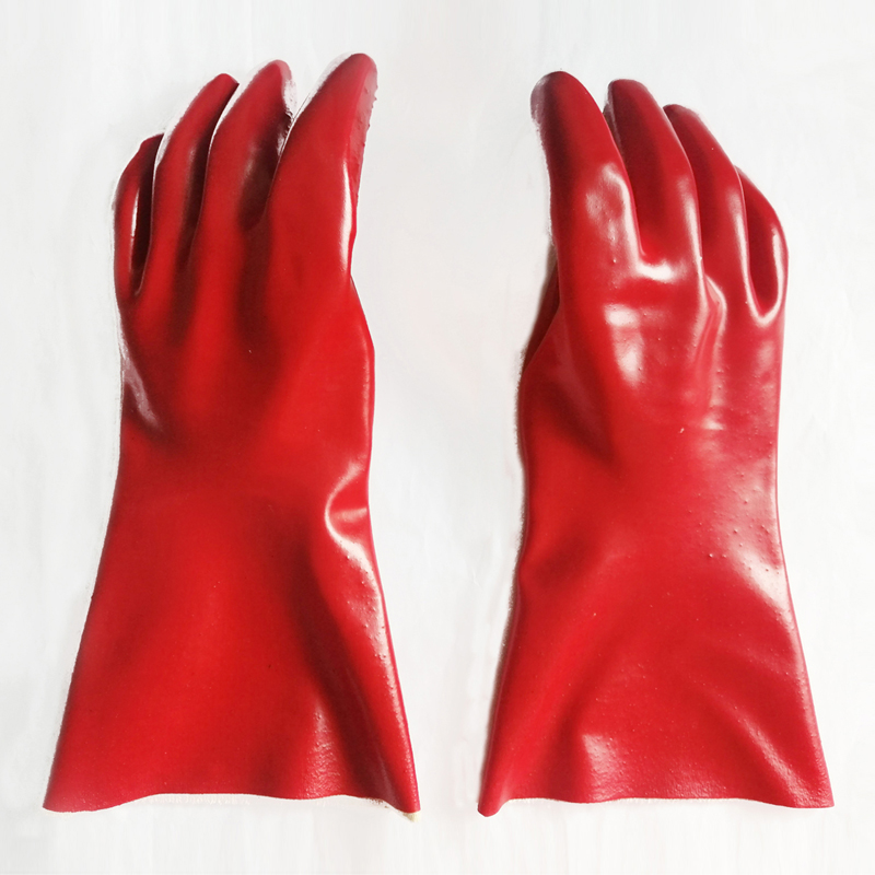 Long-Cotton Liner PVC Coated Long Work Gloves