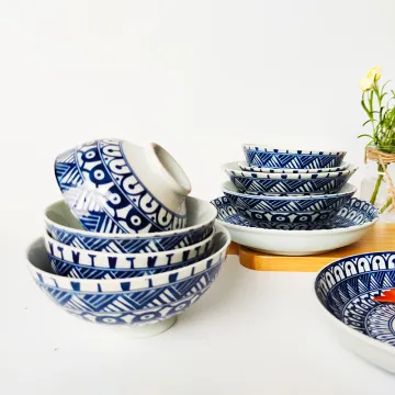 High quality ramen bowls ceramic japanese bowl set color glaze bowl porcelain blue and white