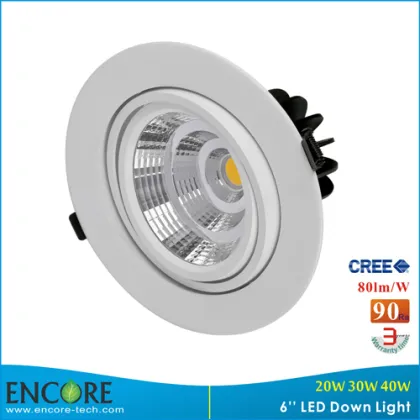 40W 93Ra Dimmable Gimbal 6 Inch CREE High Brightness LED Ceiling Down Light