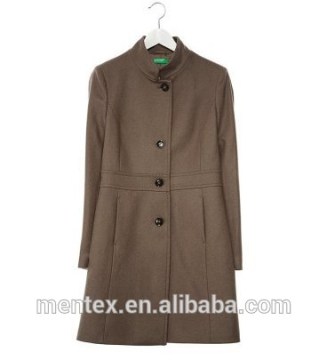 stand collar wool overcoat for lady