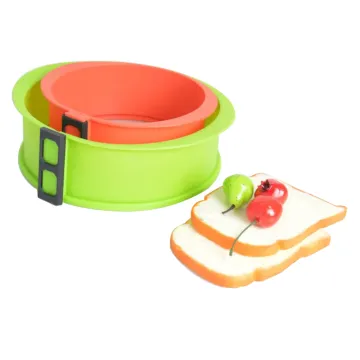 Non-Stick Cake Ring Cheesecake Baking Pan in Sizes 7, 9, 10, and 12 Inches: Features Tempered Glass Bottom and Silicone Springform Design for Easy Release