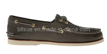 Grey Leather Boat Shoes