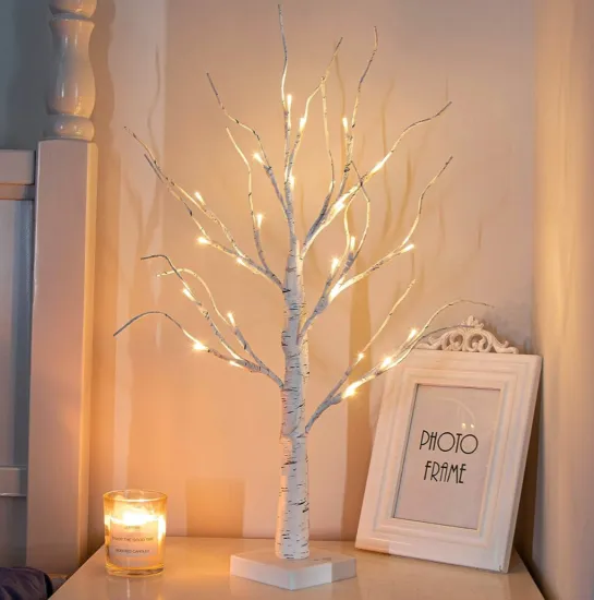 Battery-Powered Lighted Birch Tree Decoration for Christmas