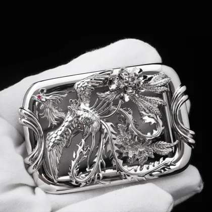 Wholesale Custom 925 Sterling Silver Chinese Phoenix Belt Buckle
