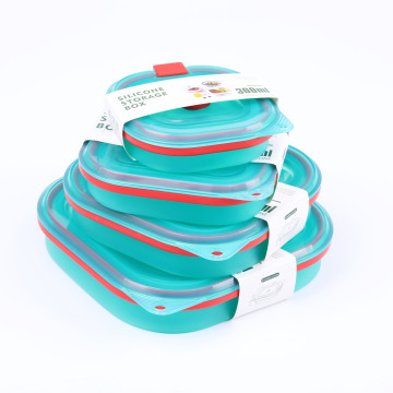 Ciotola di silicone in piegabile portatile per stoccaggio di frutta e verdura, scatola da pranzo al microonde con coperchio