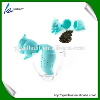 Food Grade Safe The squirrel Shape Silicone rubber Tea Infuser Tea Strainer Ball infuser