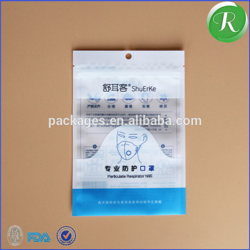 china manufacturer custom opp plastic bag for anti dust masks with die cut hanging header