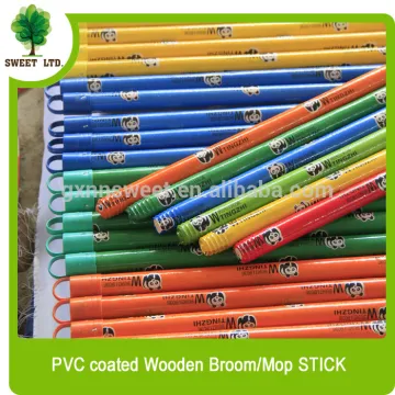 Panda design PVC coated wooden broom handle cleaning tools wooden mop stick