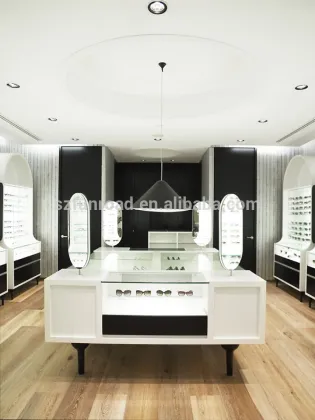 Highend wood sunshades display furnitures glass counter displays acrylic eyewear display shelf LED lighted glasses display stand